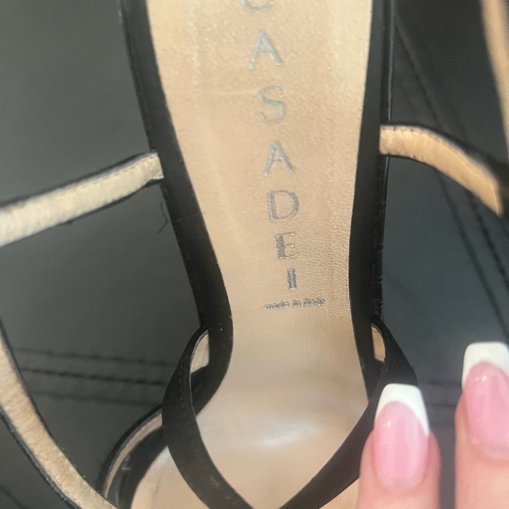 Casadei Pellame Raso Nero Stiletto Strappy Sandals. Size 37/7 - Picture 6 of 14